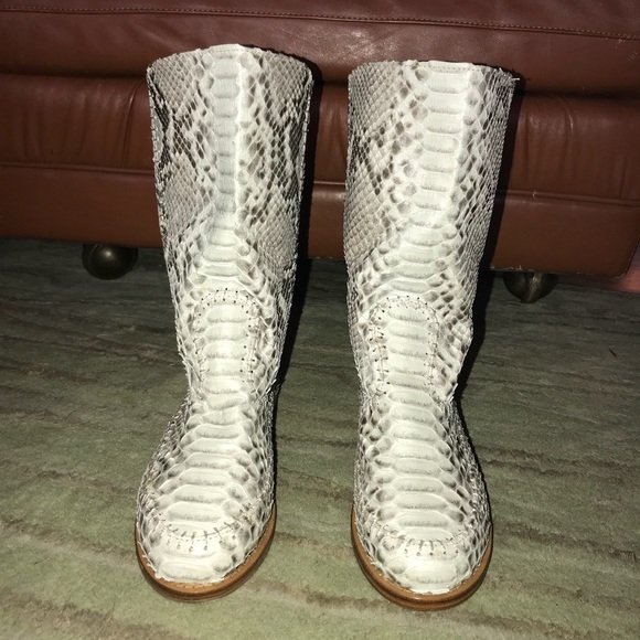Python Leather High Boots - Picture 2 of 4